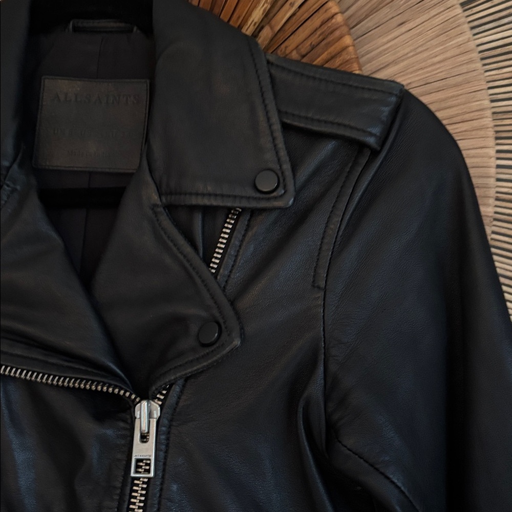 All Saints Leather Jacket Size 2 View 5